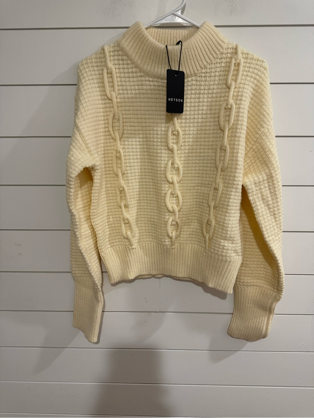 Heyson Cream Cable-Panel Turtleneck Sweater